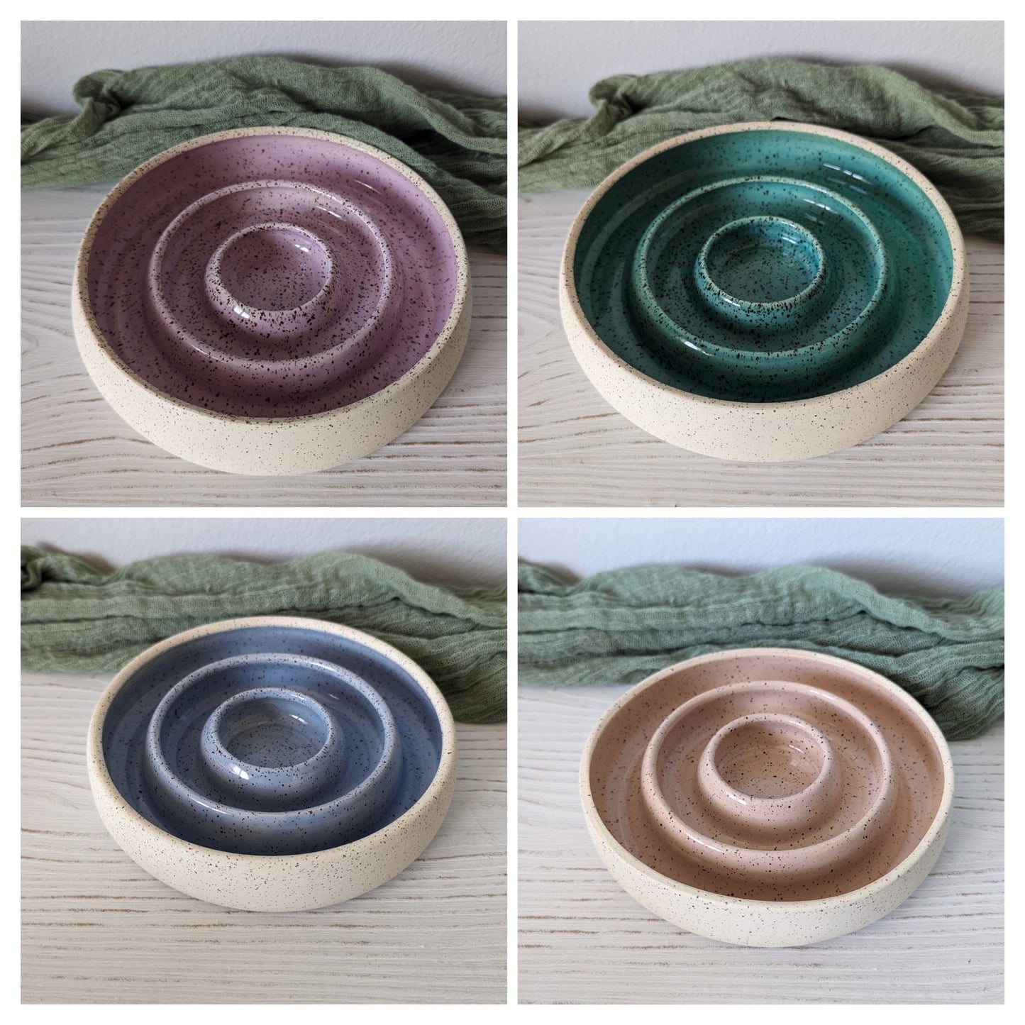 Inside Glazed Rounded Slow Feeder Bowls