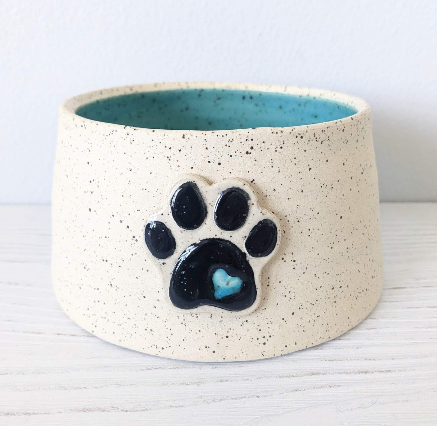 Tall Heart Paw Custom Dog Bowl