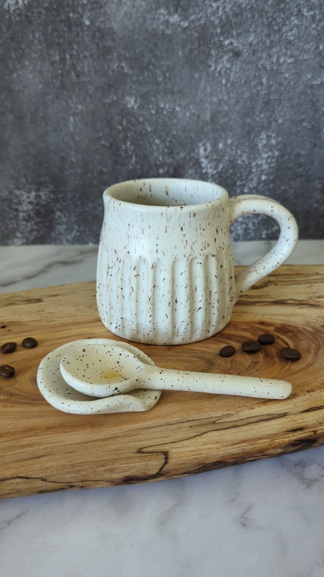 Small Ceramic Spoon & Rest Set | Coffee Spoon | Ceramic Spoon | Mini Spoon Rest