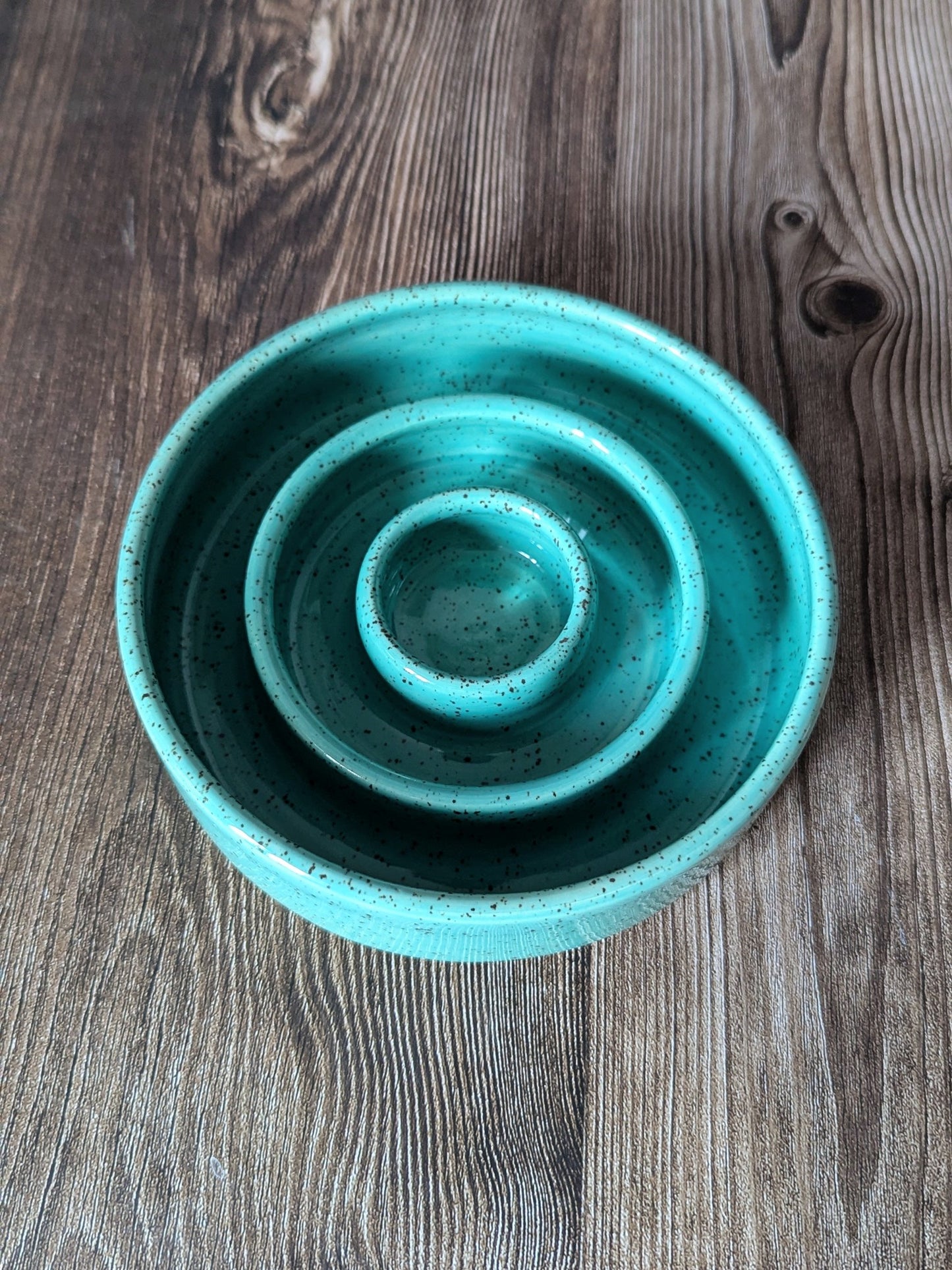 Colorful Speckled Fully Glazed Flat Edge Slow Feeder Bowl
