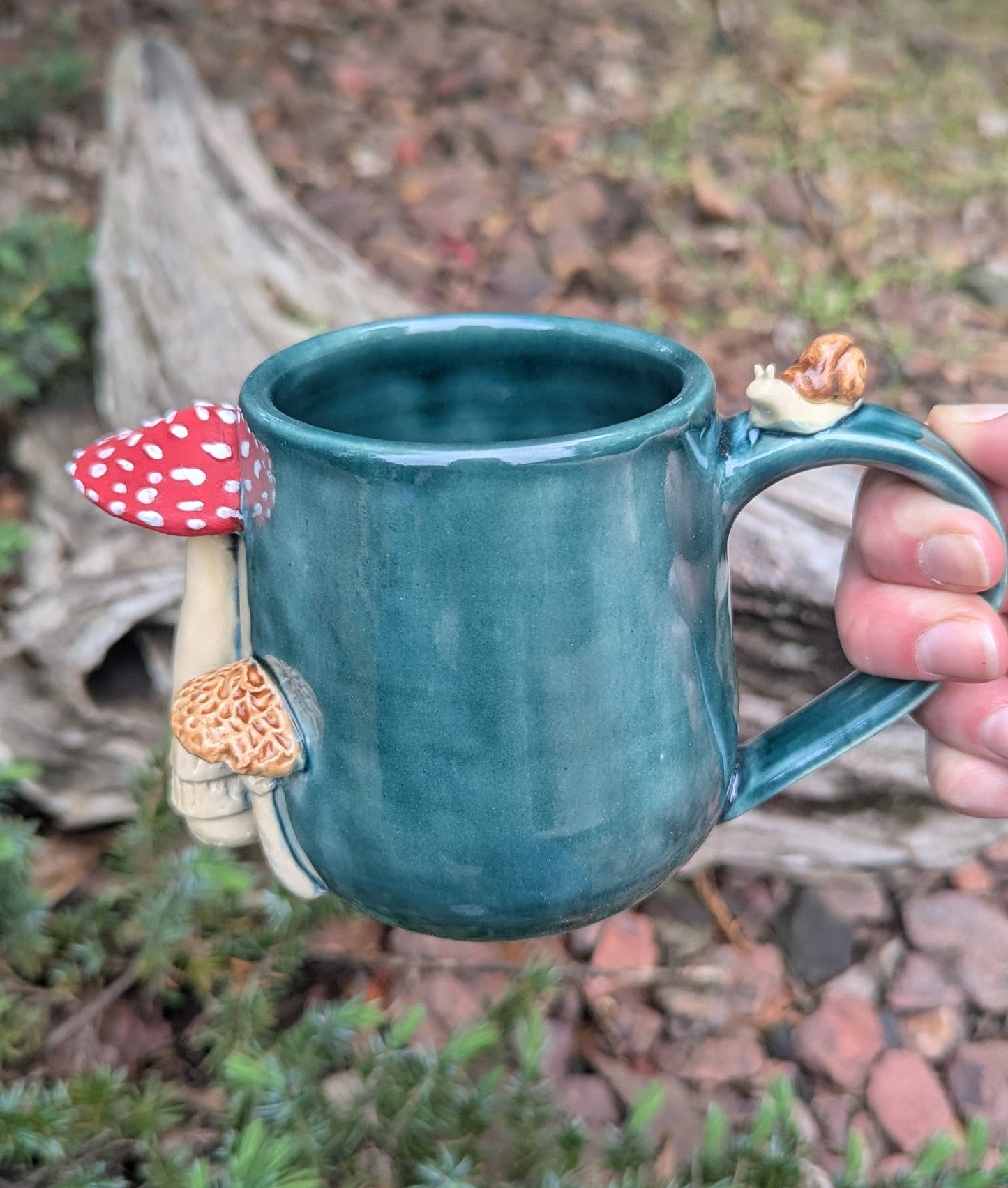 Handmade Ceramic Mushroom & Snail Mug