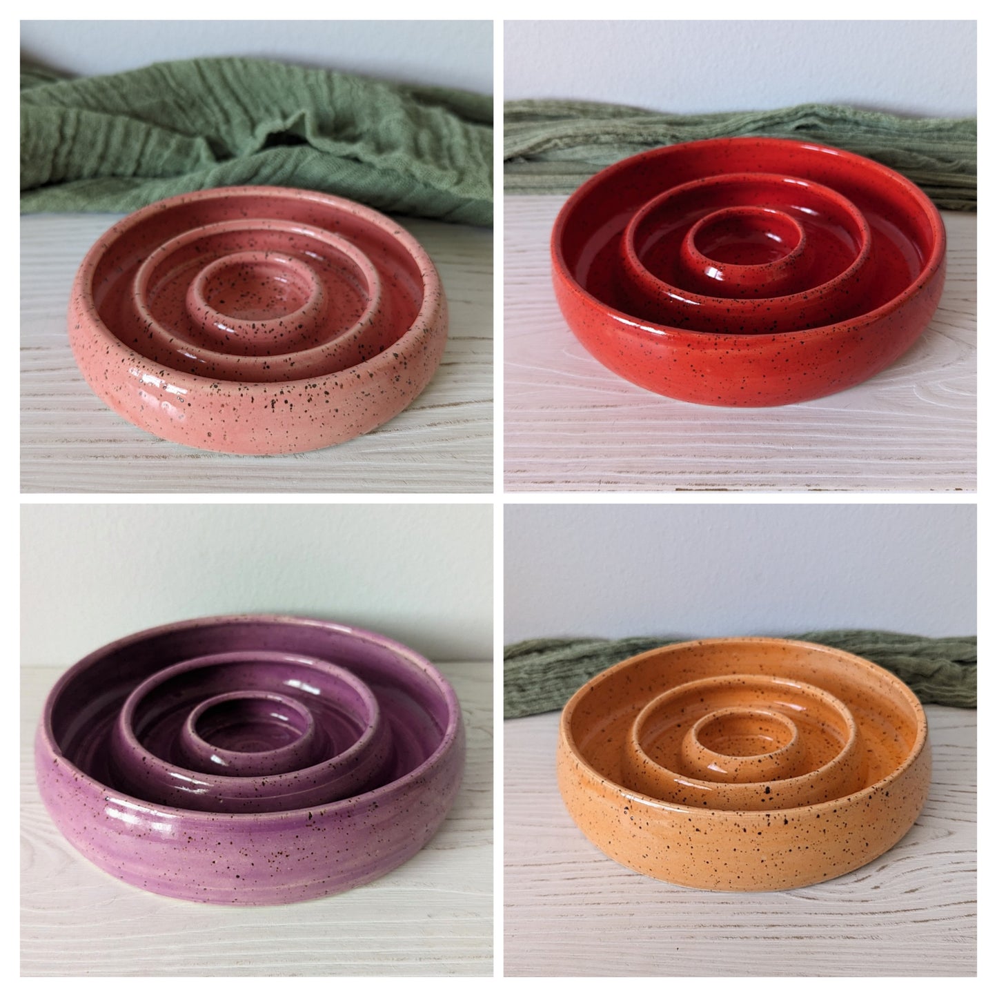 Full Glazed Rounded Slow Feeder Bowl
