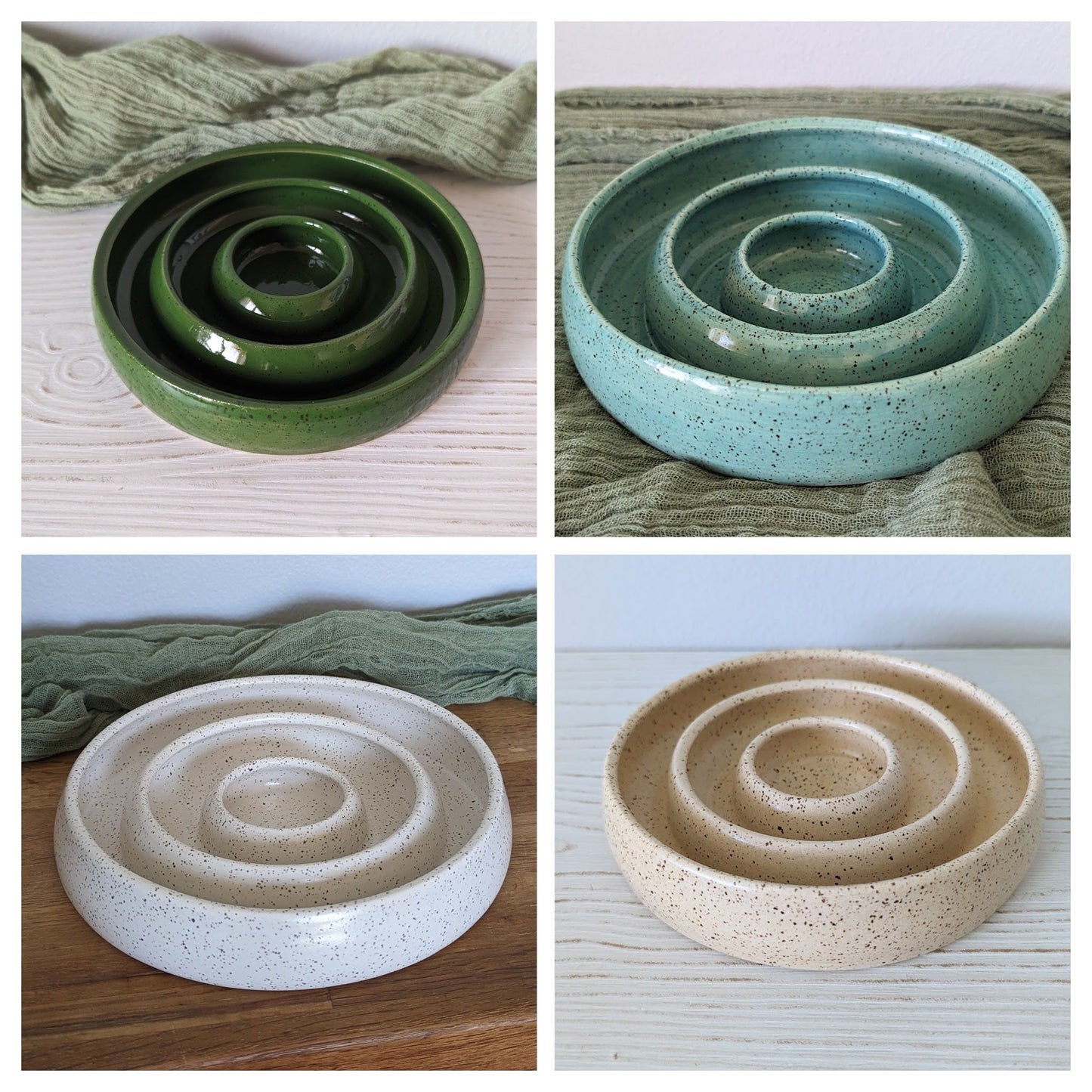 Full Glazed Rounded Slow Feeder Bowl