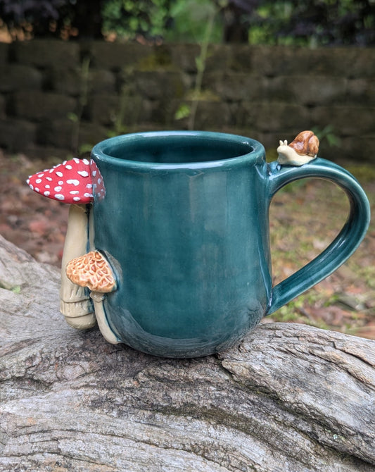 Handmade Ceramic Mushroom & Snail Mug