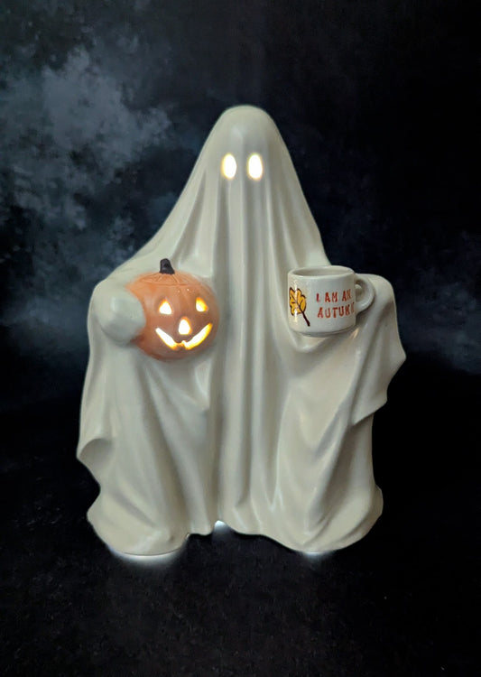 Newly Cast Vintage Mold Ghost with Orange Pumpkin and I Am An Autumn Mug | Only One Available