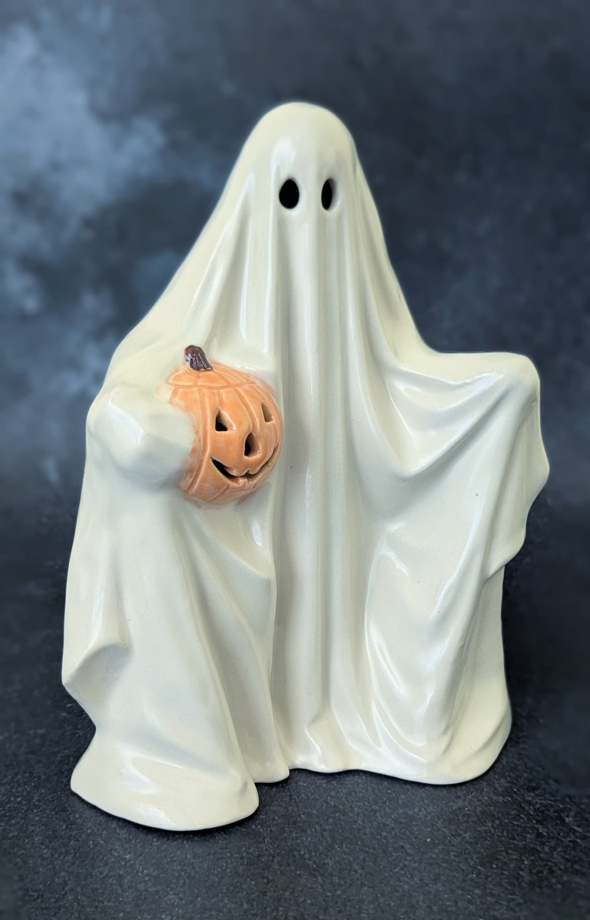 Newly Cast Vintage Mold Ghost with Orange Pumpkin | Only One Available