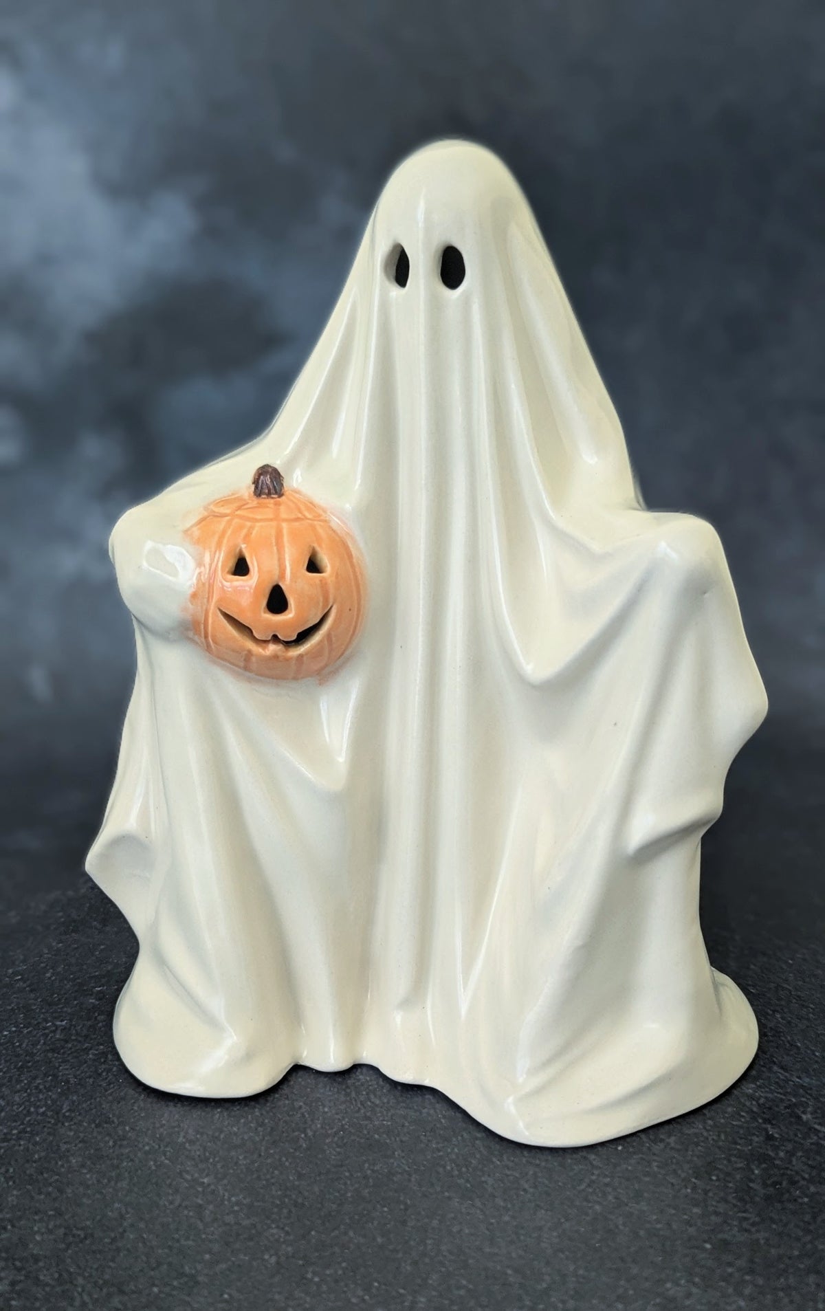 Newly Cast Vintage Mold Ghost with Orange Pumpkin | Only One Available