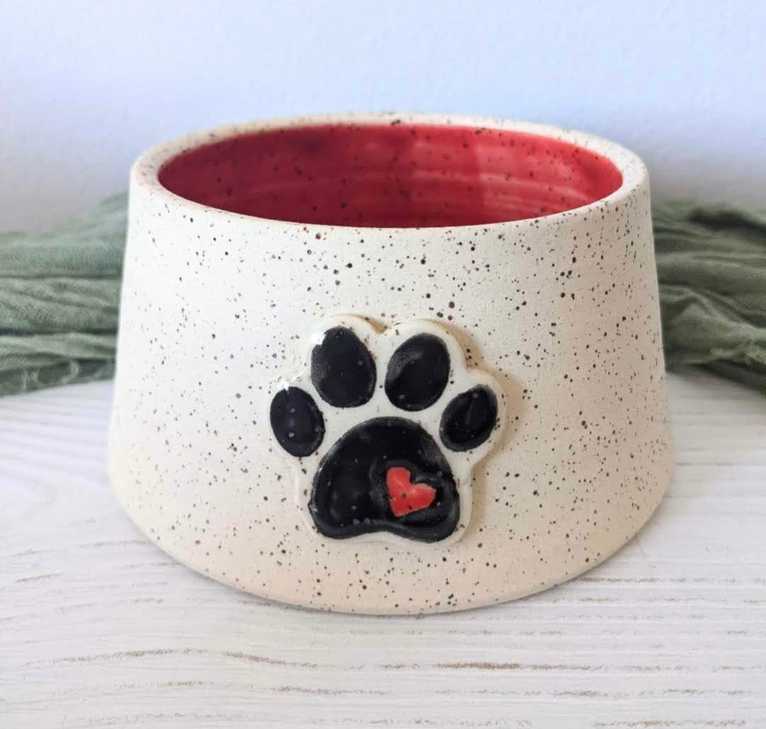 Tall Heart Paw Custom Dog Bowl