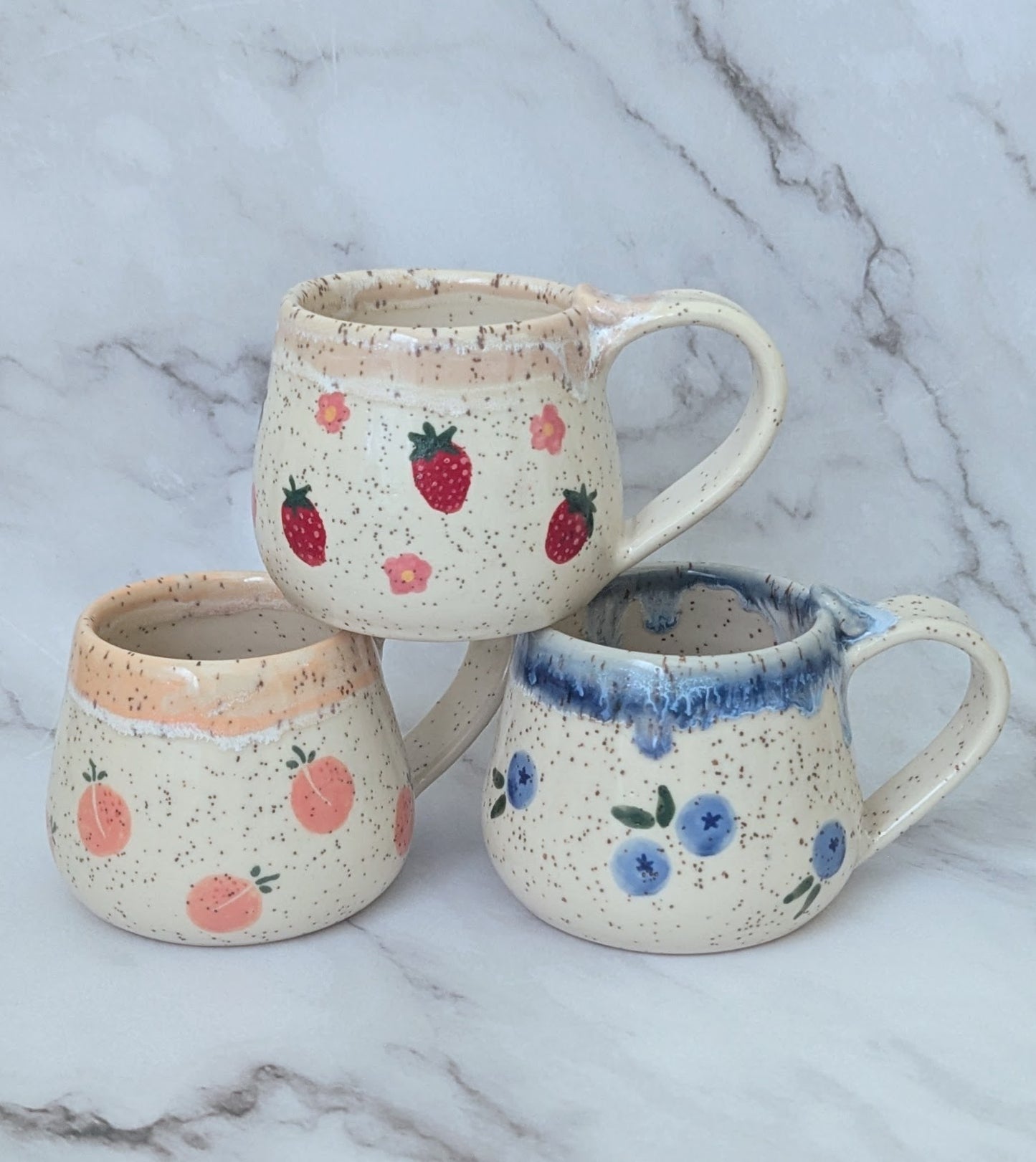 Fruit Mug - 8oz - Pick Your Style | Strawberry | Blueberry | Peach |